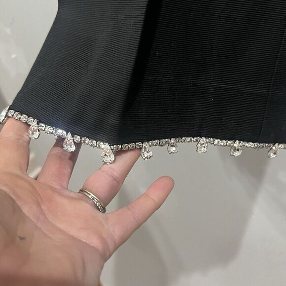 Trina Turk black Rhinestone Hemmed Crop Ankle Pants Size 4 - Picture 7 of 8